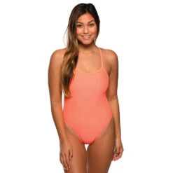 Jolyn Jackson Solid Onesie -Speedo Shop JACKSON4 PAPAYA FRONT